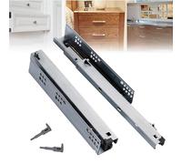 Glissières de tiroir cachées de 25,4 à 55,9 cm, longueur d'extension de 160 à 550 mm, rails à 3 sections avec tampon de sécurité et design anti-pincement pour un fonctionnement fluide