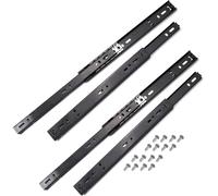 Glissières de tiroir, rails coulissants, glissières, 4 pièces de glissières télescopiques à roulement à billes à 2 sections, kit de réparation noir(16Inch)