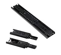 Glissières de tiroir robustes à extension complète de 650 mm - Roulement à billes - Montage latéral - Capacité de charge de 50 kg - Idéal pour armoires et meubles - Finition noire