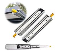 Glissières de tiroir robustes de 111,8 cm avec verrou - Extension complète - Roulement à billes - Rail de montage latéral à 3 plis pour tiroirs de 101,6 à 203,2 cm
