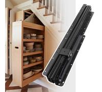 Glissières de tiroir robustes noires à 3 sections antirouille à fermeture amortie pour escaliers et armoires - Roulement à billes double couche pour armoires et escaliers - Solide et