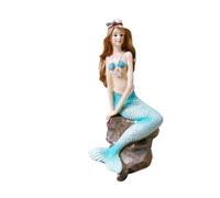 Glistenovelty Statue sirène décorative de salle de bain - Sculpture de princesse méditerranéenne en résine pour décoration de la maison (assise, grande taille)