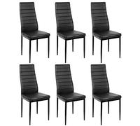 GLIT Chaises de Salle à Manger, Lot de 6 Chaise Salle a Manger, Chaise Cuisine Moderne, Siege Rembourre Epais, Dossier Haut, Chaise de Salle à Manger Confortable et Durable (6, Noir)