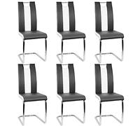 GLIT Chaises de Salle à Manger Lot de 6, Chaises Cantilever avec Assise Rembourrée, Acier Chromé Revêtement, Chaises de Salle a Manger ou Cuisine, Charge Max 135 kg (6, Noir et Blanc)