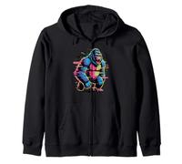 Glitch Art Gorille Dos Argenté Gorilles Sweat à Capuche