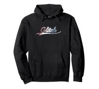 Glitch Patriotic Red White Blue Distressed USA Art Sweat à Capuche