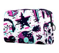 Glitch Trousse de maquillage pour femme, trousse de toilette de voyage, grande pochette de maquillage pratique avec fermeture éclair, multicolore, 18.5x7.5x13cm/7.3x3x5.1in, Trousse de toilette