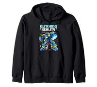 Glitching Reality Robo Mode Cyber Mech activé Sweat à Capuche