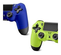Glitfix Manette sans fil pour PS4,Contrôleur de jeu pour PS4/Pro/Slim/PC，Gamepad Joystick avec turbo/bouton retour/double vibration/6-axes Gyro Sensor/Panneau tactile (BLUE+GREEN)