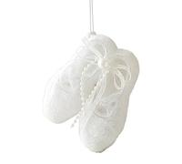 Glitter Ballet Shoes Christmas Ornament Elegant Tree Hanging Decor | Durable plastic material with shimmering glitter finish designed for festive home decor Blanc