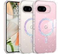 Glitter Case For Google Pixel 9a, Magnetic Compatible With Magsafe, Bling Crystal Case Phone Cover Shockproof Anti-Scratch Case For Google Pixel 9a Case, Transparent