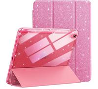 Glitter Case for iPad (A16) 11th/10th Generation (2025/2022) with Pencil Holder,Cute Slim Sparkle Case for Kids and Girls,Transparent Back Cover (Pink)