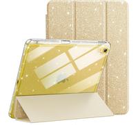 Glitter Case for iPad (A16) 11th/10th Generation (2025/2022) with Pencil Holder,Cute Slim Sparkle Case for Kids and Girls,Transparent Back Cover (Gold)