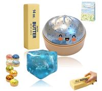 Glitter Dumpling & 14oz Big Butter Squishy Toys Set- Slow Rebound Sensory Squeezy Toy+Coconut Oil Squeeze Ball, Cute Stress Relief Gifts for Adults Work Anxiety (F,14oz)