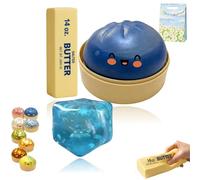 Glitter Dumpling & 14oz Big Butter Squishy Toys Set- Slow Rebound Sensory Squeezy Toy+Coconut Oil Squeeze Ball, Cute Stress Relief Gifts for Adults Work Anxiety (K,4oz)