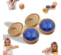 Glitter Dumpling，Dumplings Squishy，Dumpling Squishy Mystery Box Glitter with Steamer，Anxiety Relief Fidget，Soft Squeeze Decompression Dough，for Adult ADHD Autism, Fun Office Stress (Blue 2PCS)