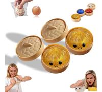 Glitter Dumpling，Dumplings Squishy，Dumpling Squishy Mystery Box Glitter with Steamer，Anxiety Relief Fidget，Soft Squeeze Decompression Dough，for Adult ADHD Autism, Fun Office Stress (Yellow 2PCS)