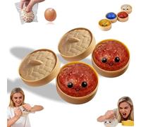 Glitter Dumpling，Dumplings Squishy，Dumpling Squishy Mystery Box Glitter with Steamer，Anxiety Relief Fidget，Soft Squeeze Decompression Dough，for Adult ADHD Autism, Fun Office Stress (Red 2PCS)