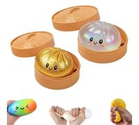 Glitter Dumpling, Glitter Dumpling Squishy Box, 4 inch Squishy Dumplings, Anxiety Relief Fidget (2pcs-F)