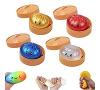 Glitter Dumpling, Glitter Dumpling Squishy Box, 4 inch Squishy Dumplings, Anxiety Relief Fidget (4pcs-B)