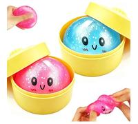 Glitter Dumpling Squishy 2PCS Pink & Blue,Super Slow Rising TPR Stress Relief Toy, Dumpling Squishy Mystery Box for Adults Kids
