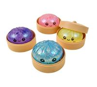 Glitter Dumpling Squishy avec Visage Jouet sensoriel Balle Anti Stress Géante Forme Ravioli boîte à Vapeur Jouet Coloré Boulettes