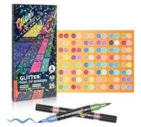 Glitter Effect Brush Markers for Doodle Writing, Dual Tip Dual Color Shimmer Marker 96 Colors