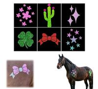 Glitter Equine Design Kit-Sparkle Charm for Your Equine Ride, Horse Sparkle Decorating Kit with 6 Stencils and Adhesive, 12-Color Safe Glitter Set for Horses Show Parades Photoshoot