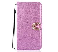 Glitter Etui Housse pour Samsung Galaxy A50/A50S Coque en Cuir, Coque en Cuir Glitter Etui Housse Amour Boucle Pochette Bling Paillettes PU Cuir Housse Etui Case pour Samsung Galaxy A30S - Violet