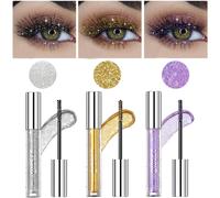 Glitter Eyelash Mascaras Set Of 3-Silver/Gold/Purple Glittering-Thickening And Lengthening Eyelash Mascaras For Super Shiny Eye Makeup