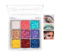 Glitter Eyeshadow Palette, Neon Eye Shadow Makeup, 9 Color Eye Shadow Palettes, For Stunning Palette Eye Glitter Makeup, Glitter Shimmer Eye Make-up, for Eye Lips, Face, Body (02#)