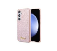 Guess GUHCS24SHGGSHP Coque Rigide pour S24 S921 Glitter Script Rose