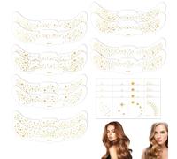 Glitter Freckles Tatouage Visage 12pcs + 4pcs Tatouage Doré - Tatouage Visage Paillettes, Waterproof & Éphémère - Autocollants Brillants pour Festival, Fête, Cosplay, Femmes