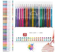 Glitter Gel Pen Set - High-Saturation Sparkling Pens, 1.0MM Glittering Metallic Gel Pen, No-Bleed Dense Ink for Black Paper, Smooth Coloring Gels Pens for Coloring, Journaling & DIY (36colors)