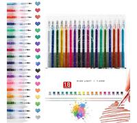 Glitter Gel Pen Set - High-Saturation Sparkling Pens, 1.0MM Glittering Metallic Gel Pen, No-Bleed Dense Ink for Black Paper, Smooth Coloring Gels Pens for Coloring, Journaling & DIY (18colors)