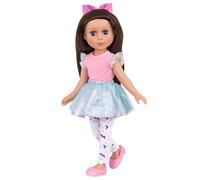 Glitter Girls 14-Inch Fashion Doll Brown Hair Purple-Blue Eyes Poseable Arms Legs Ruffle Outfit Hair Bow 3 Years Candice