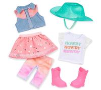 Glitter Girls - Bonjour, Chers Amis! - Vêtements pour poupées de 36 cm - Ensemble d'équitation pour poupées - Gilet Rose et Bleu - Chapeau, Jupe, Bottes de Cow-Girl - 3 Ans et +
