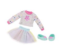 Glitter Girls - Brillez de Mille Feux! - Pull et Tutu étoilés - Chaussures en Tulle et Paillettes Arc-en-Ciel - Vêtements de poupée faciles à Enfiler - Accessoires pour poupées de 36 cm - 3 Ans et +
