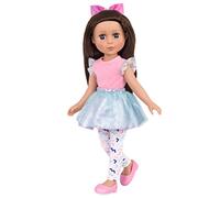 Glitter Girls - Candice - Poupée de mode de 36 cm - Cheveux bruns et yeux bleus-violets - Bras et jambes posables - Ensemble à volants et noeud de cheveux - 3 ans et +