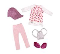 Glitter Girls - De la tête aux pieds, ça brille! - Vêtements de poupée pailletés - Ensemble tunique pastèque - Chapeau et sac à dos - Accessoires pour poupées de 36 cm - 3 ans et +