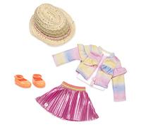 Glitter Girls - Des mignons en volants et plis - Mignonne tenue multicolore - Veste et jupe arc-en-ciel - Chapeau de soleil et chaussures à paillettes - 3 ans et +