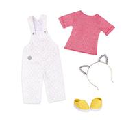 glitter girls by Battat - glisten and glam - Lace Overalls and cat Ear Deluxe Outfit 14 inch Doll clothes and Accessories for girls Age 3 and Up -