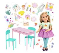 Glitter Girls - Ensemble de fête d'anniversaire Surprise & Sashka - Poupée posable Sashka de 36 cm - Ensemble de fête d'anniversaire Surprise - Tables et chaises Meubles - 3 Ans et +