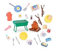 Glitter Girls - Ensemble de grillades pour Le Camping et Le Barbecue - Ensemble de Camping pour poupées - Guimauves, feu de Camp et Nourriture pour Le Jeu - 3 Ans et +
