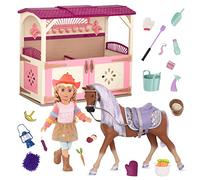 Glitter Girls - Floe & Jeu équestre - Poupées à Paillettes - Jeux équestres - Floe, Celestial & All Asparkle Acres - Accessoire pour poupée, Cheval et écurie posables de 36 cm - 3 Ans et +