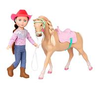Glitter Girls - Jaime & Jumper - Poupée équestre posable de 36 cm avec Cheval - Jaime & Jumper - Cheveux Bruns et Yeux Bleus - Jouets et Accessoires pour Enfants de 3 Ans et +