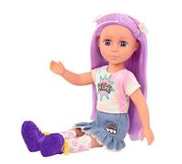 Glitter Girls - Luma - Poupée de mode posable de 36 cm - Cheveux violets et yeux violets uniques - Extension de cheveux, noeud, pinces et tenue colorée - Poupées de 36 cm et accessoires - 3 ans et +