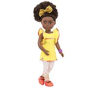 Glitter Girls - Nelly - Poupée de Mode posable de 36 cm - Cheveux Bruns et Yeux Noisette - Teint Moyen à foncé - Robe à Volants dorés et Chaussures à Paillettes Roses - 3 Ans et +