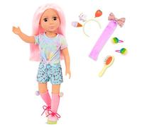 Glitter Girls - Nixie - Poupée de mode posable de 36 cm - Cheveux roses et yeux bruns - Extension de cheveux, noeud, pinces et tenue colorée - Poupées de 36 cm et accessoires - 3 ans et +