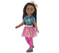 Glitter Girls - Odessa - Poupée de mode posable de 36 cm - Cheveux noirs et yeux verts - Haut brillant et jupe à pompon - Tenue de patineur à roulettes et teint moyennement foncé - 3 ans et +